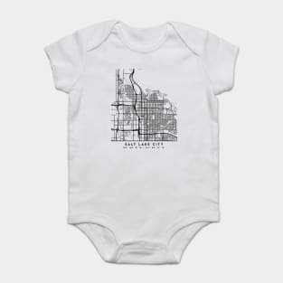 SALT LAKE CITY UTAH BLACK CITY STREET MAP ART Baby Bodysuit